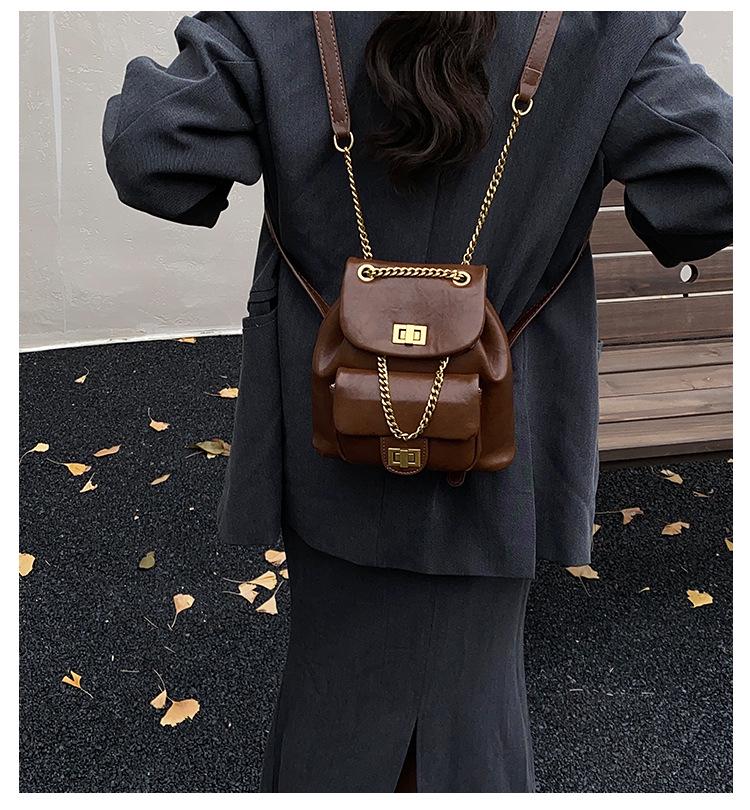 Women's Diamond Lattice Chain Backpack - Korean Style, High-Quality Fashion Motorcycle Bag