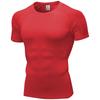 Men Gym Workout Short Sleeve Compression Shirt Tight Fit Quick Dry Athletic Top Black Red
