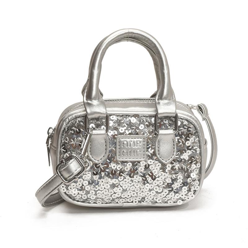 Personalized Sequined Small Bag 2025 New European and American Fashion Niche Handbag Women's Versatile Messenger Pillow Bag Tide