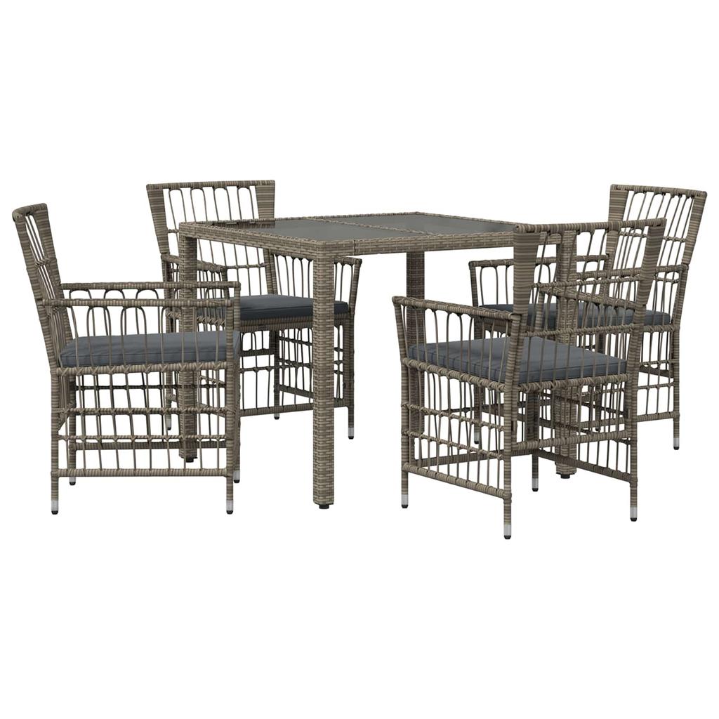 Outdoor Dining Set 5 pcs Grey Poly Rattan