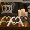 Resin Hand Gesture Desk Statues Modern Heart Shape Hand Figurines Skull Couple Statue  Halloween