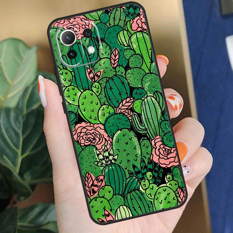 Cactus Pattern Case For Xiaomi 15 14 Ultra 13T 14T 15T Pro 17 Pro Max POCO F8 F7 F5 F6 X5 X6 X7 Pro Coque