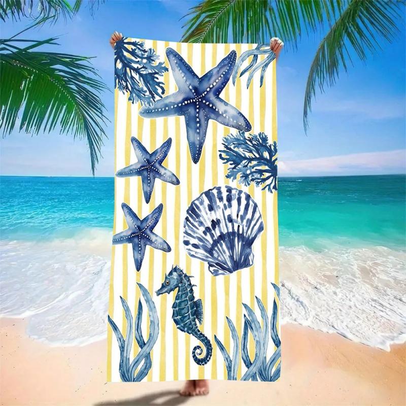 Vibrant Graphic Summer Chic Beach Towel - Ultra Absorbent Fast Drying Microfiber Bath Blanket Idea for Picnic Seaside