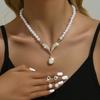 1 Set Bridal Faux Pearl Rhinestone Pendant Necklace Jewelry Women And Earrings Elegant Wedding Jewelry Set