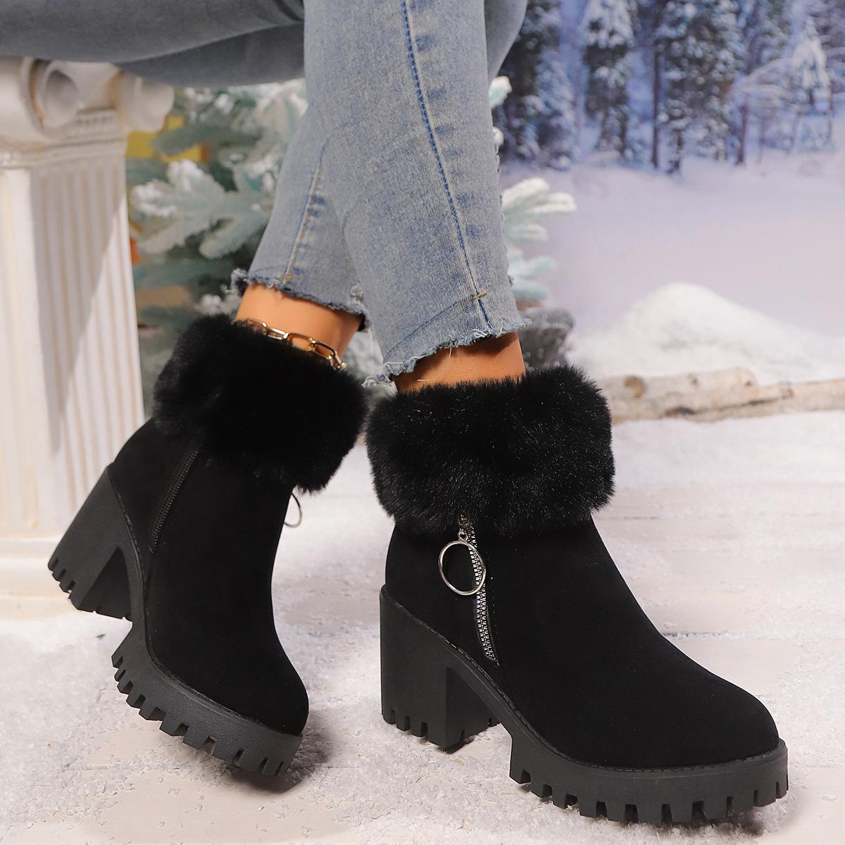

Autumn and winter new short warm snow boots women s Europe, America 2025 versatile trend short boots foreign trade large size women s boots 43 чорний