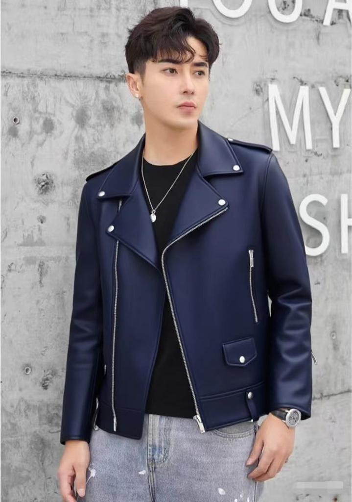 Men's Casual Leather Jacket Soft Leather Slim Fit Comfortable Fashion Jacket Leather Baseball Collar Men's Jacket Gentleman