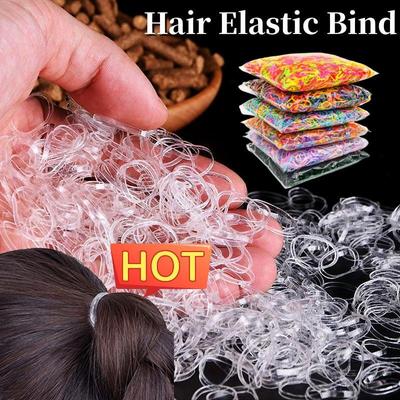 500 PCS Goma para el Pelo Banda de Goma 2cm Diadema Elástica
