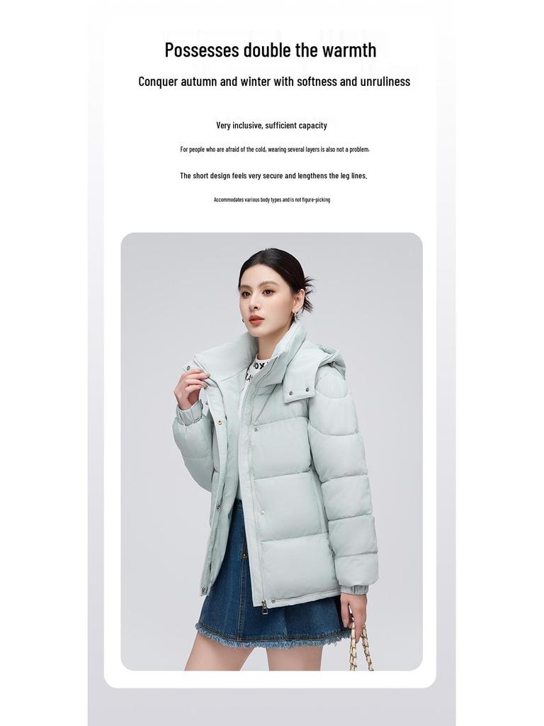 Women's Short Hooded Down Jacket - 2025 Korean Style, Petite, Winter Fashion, Thick White Duck Down, Hot Sale.