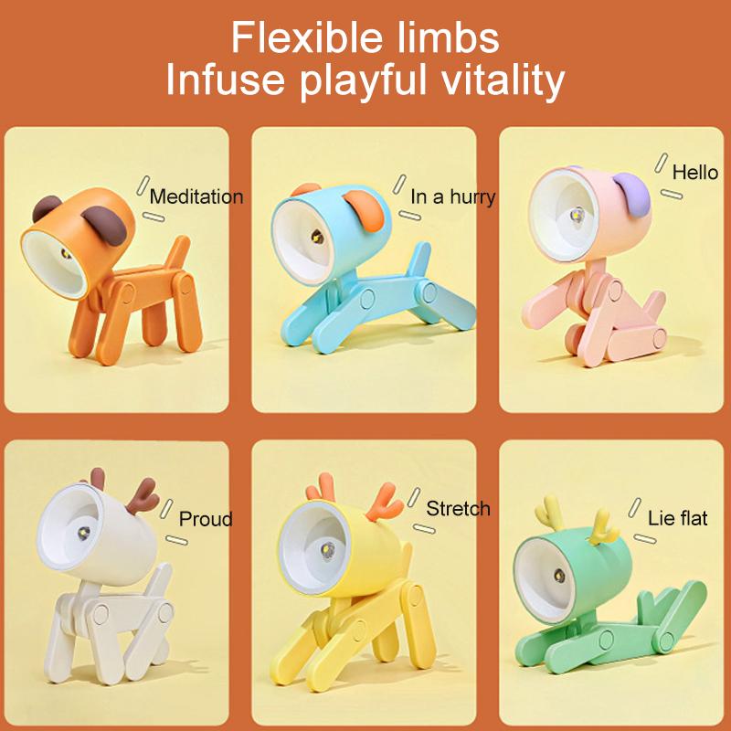 LED-Mini-Nachtlicht, niedlicher Hund, Hirsch, faltbare Schreibtischlampen, Desktop-Ornament, Buchlicht, Kinderzimmer, Nachttisch, Schlafzimmer, Dekor, Urlaubsgeschenke