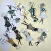 Art Nouveau Shell Dancer Brooch For Women Men With Handcrafted Inlay Fashion Accessory