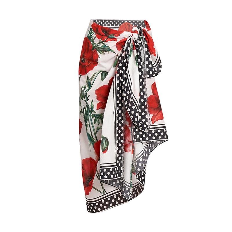 

Европейский и американский праздничный цветочный квадратный шарф, пляжное платье для женщин One Size белый