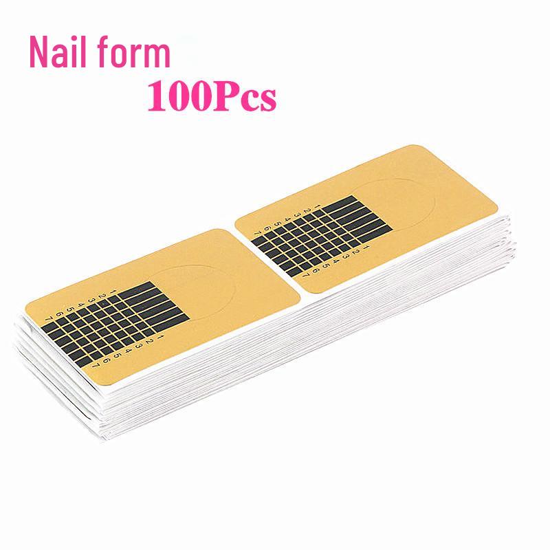 100-Piece UV Gel Nail Extension Set with Square Paper Forms and Tips