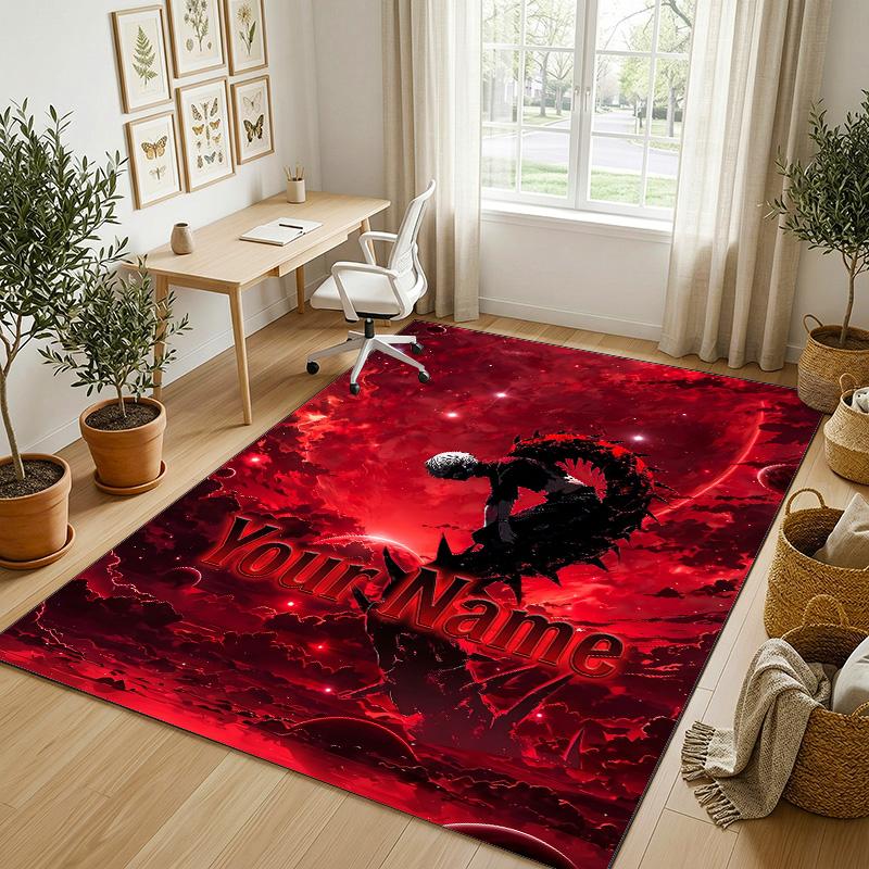 Personalized Crystal Velvet Carpet,Tokyo Ghoul Custom Printed Name, Plush Area Rug For Home Indoor Decor