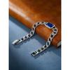 Blue Stone Tang Grass Pattern Couple's Bracelet, Male and Female Cuban Bracelet, a Pair of Korean Style Fashion