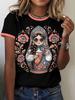 Matryoshka doll 3D print women's round neck short-sleeved T-shirt, Harajuku style top, women's clothing