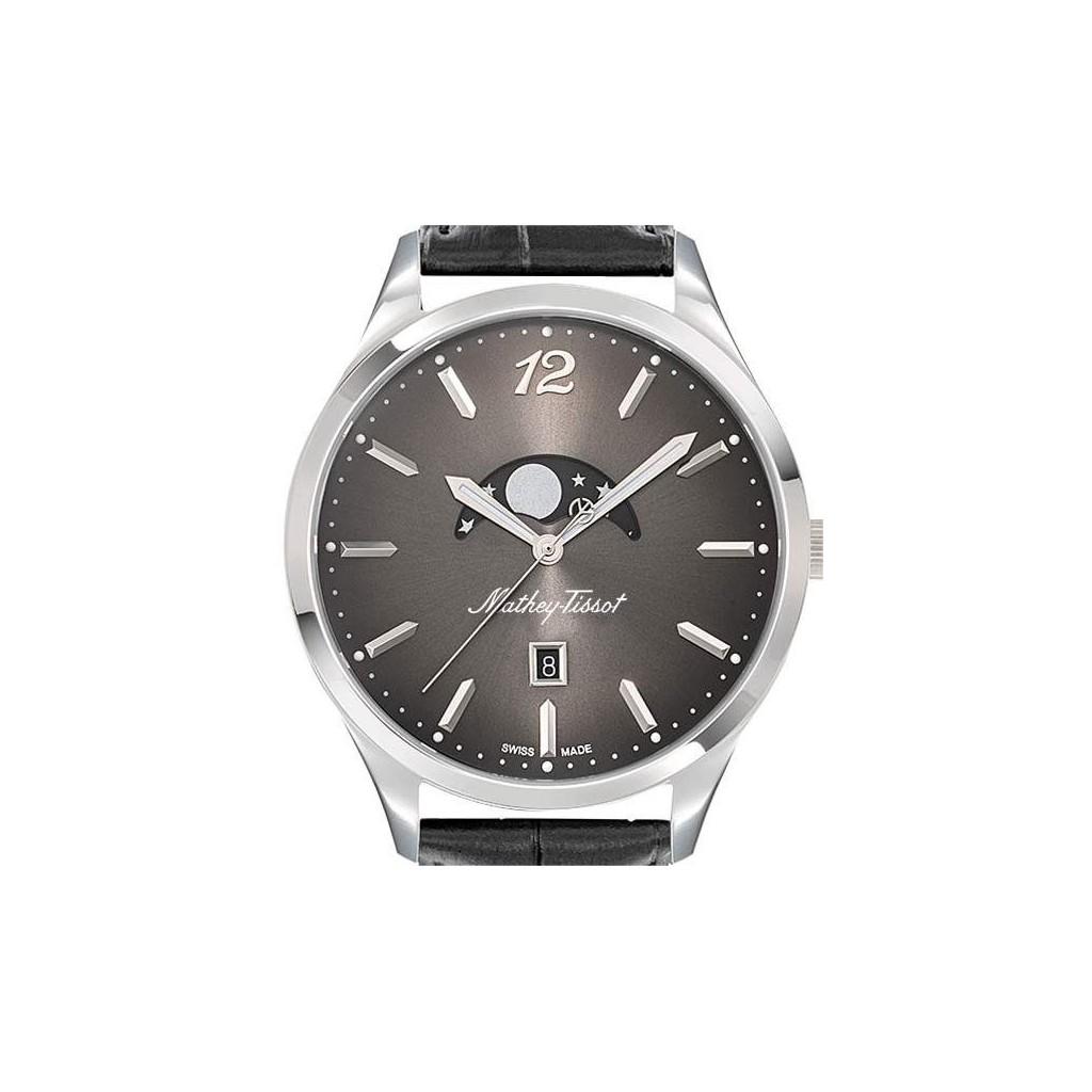 Mathey-Tissot Urban Moon Leather Strap Black Dial Quartz H411LAN Men's Watch