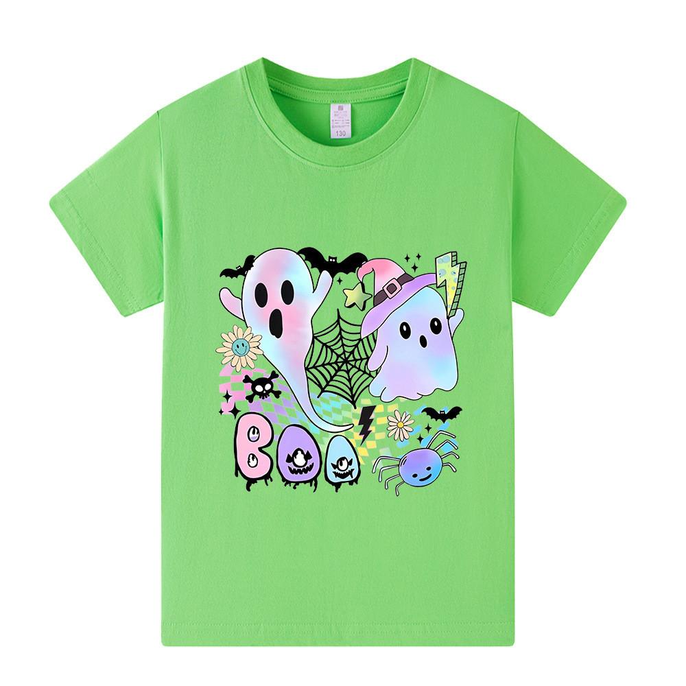 Kids Boys Girls Halloween Bat Ghost Short Sleeves T-shirt
