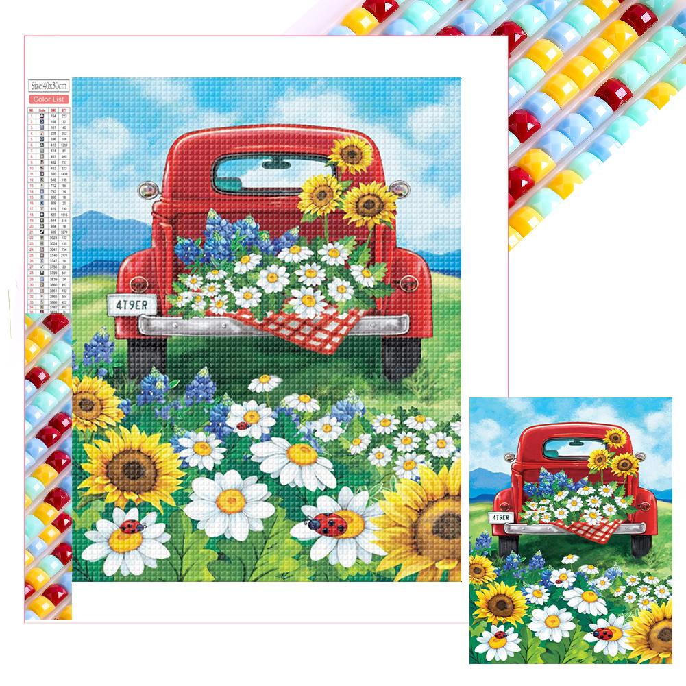 

5D DIY Full Square Drill Diamond Painting Sunflower Truck Kit Home Decor 35x45cm China Mainland