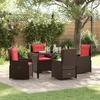 Garden Dining Set with Cushions 5 Pcs Brown Poly Rattan