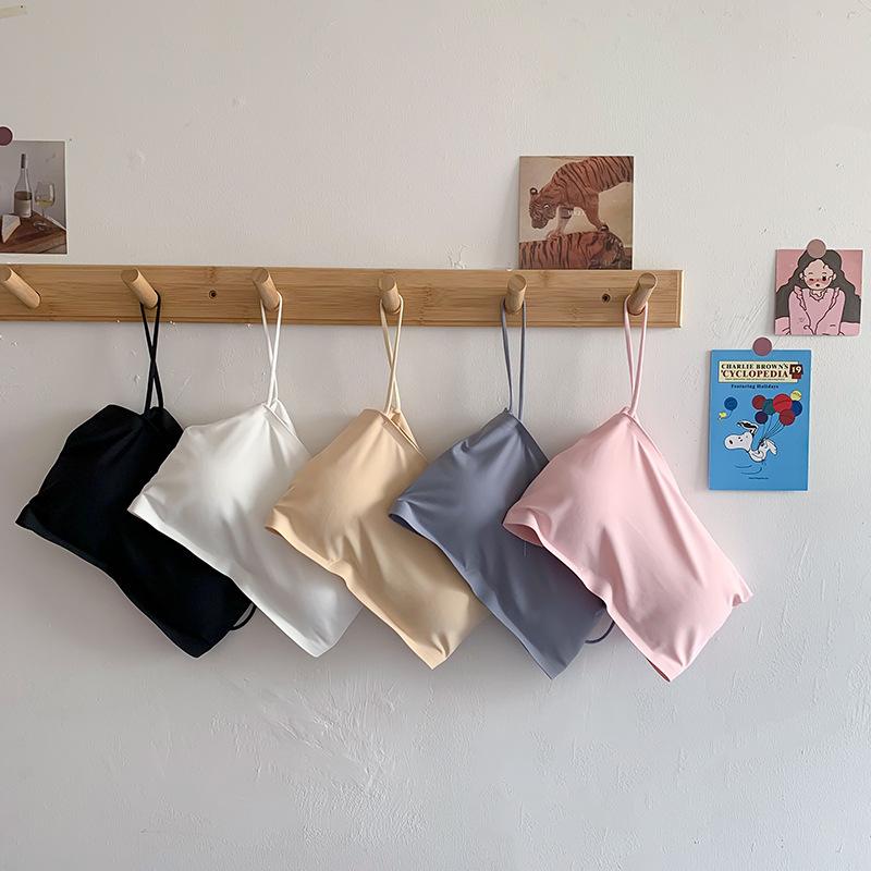 Nahtloser Damen-BH mit schönem Rücken Eis-Seide Einreihiges Camisole Tube Top Mädchen Schülerin Entwicklungsphase Weste Unterwäsche