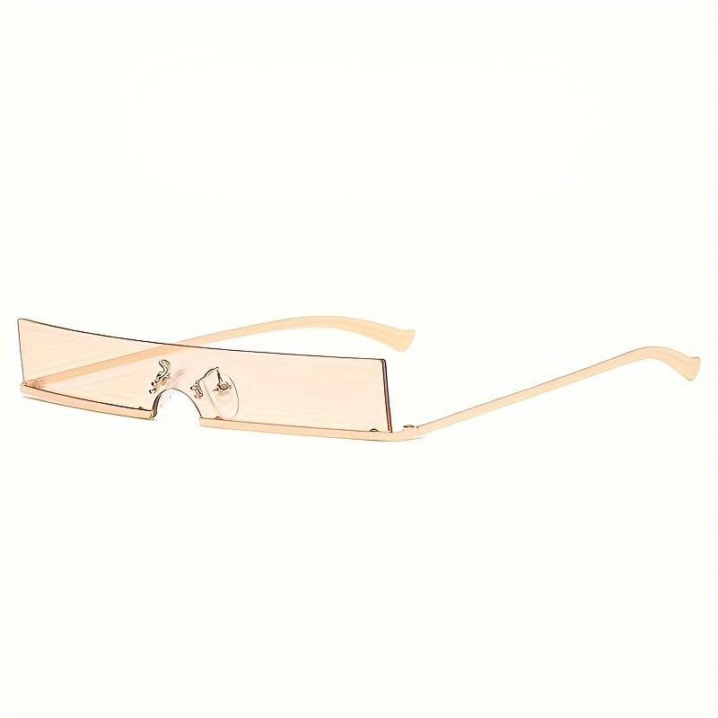 Futuristic Narrow Rectangle Sunglasses Women Men Luxury Rimless Yellow Sun Glasses Y2k Eyewear Rave Party Shades 2026