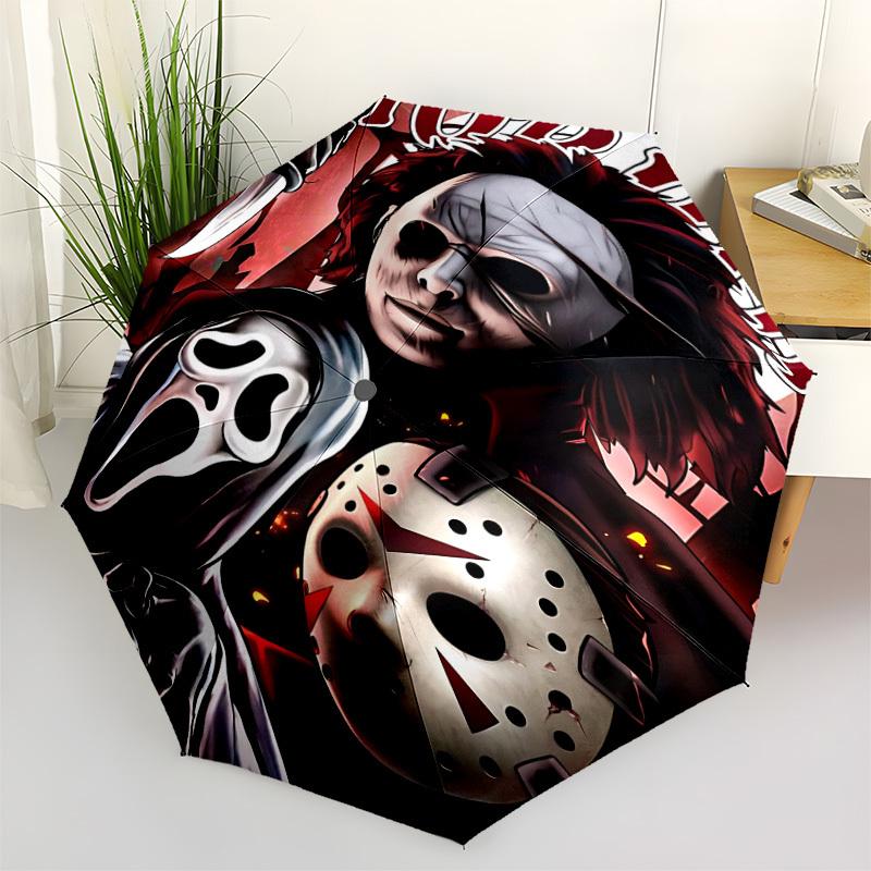 1pc Horror Icons Automatic Open/Close Umbrella Folding Umbrella, Portable Compact Travel Umbrella, Birthday/Christmas Gift for Men & Women L1110y22