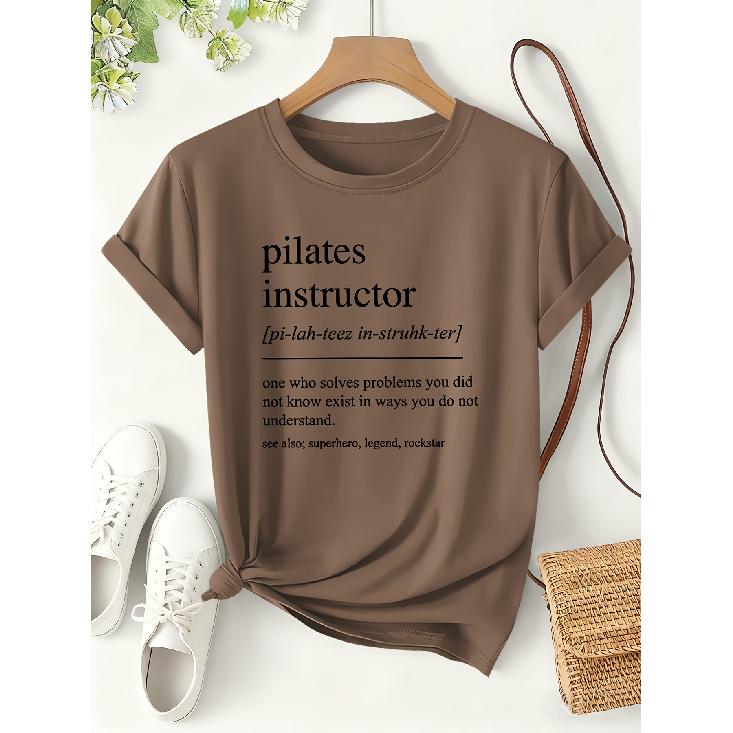 Pilates Instructor Funny Definition Print for Women T Shirt 2026 Funny Style Short-sleeve Shirts for Spring and Summer Teaching Everyday Wear of
