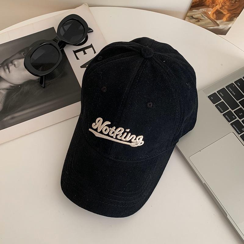 Hat Female peaked cap Deepened and widened face Small soft top baseball cap Men's versatile letter embroidered sun hat