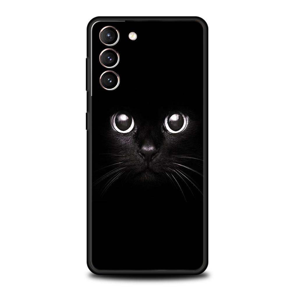Black Cat Phone Case For Samsung Galaxy S25 S24 S23 S22 Ultra S20 S21 FE 5G S10 S9 Plus S10E Soft TPU Cover