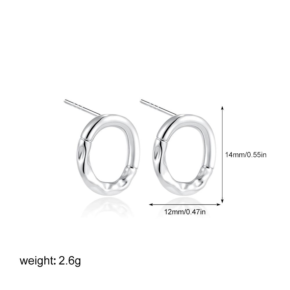 Geometric Stainless Steel Gold Sliver Color Bilayer Stud Earring for Women Irregular Metal Texture Fashion Jewelry Gift