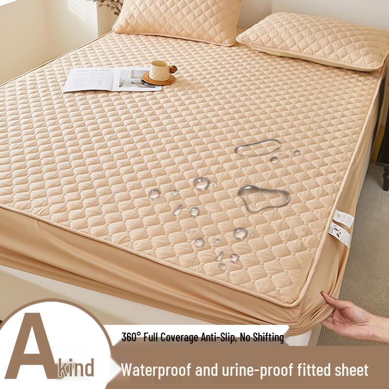 Class A Waterproof Quilted Mattress Protector - Dustproof, Skin-Friendly, Single/Double Bed Cover.