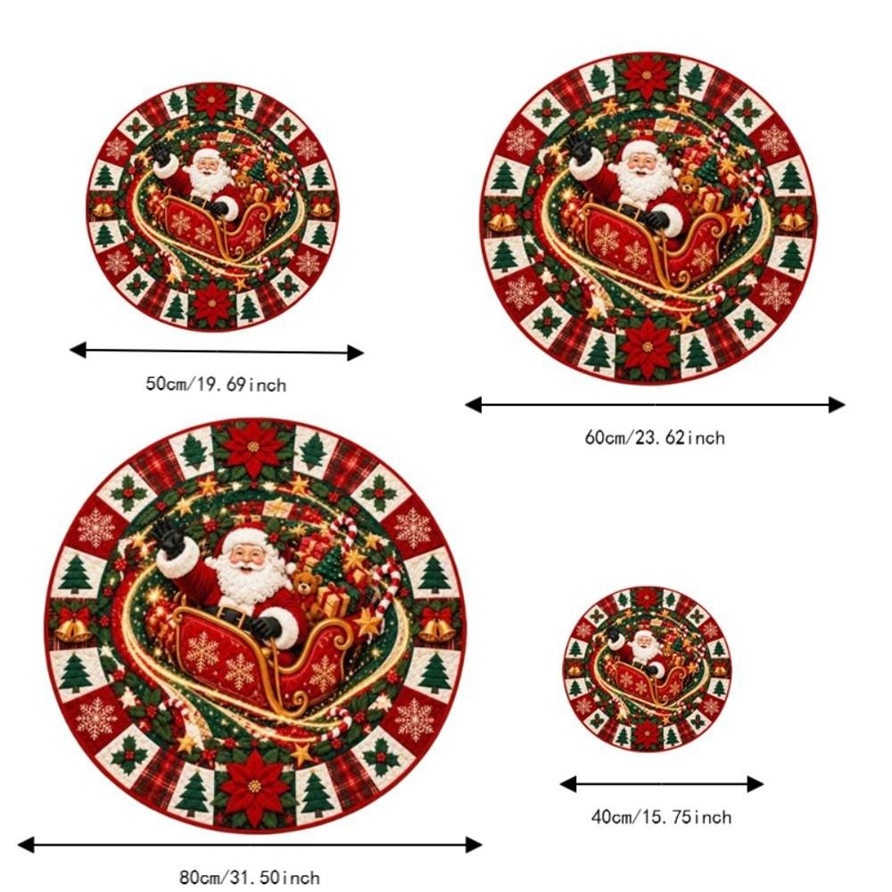 2D Flat Printed 3D Illusion Rug Santa Claus Christmas Doormat Christmas Rug  Indoor