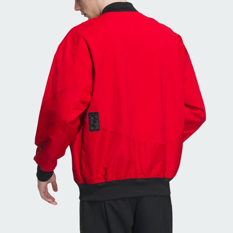 adidas Men's CNY Collection Baseball Collar Bomber Jacket Red IZ1614