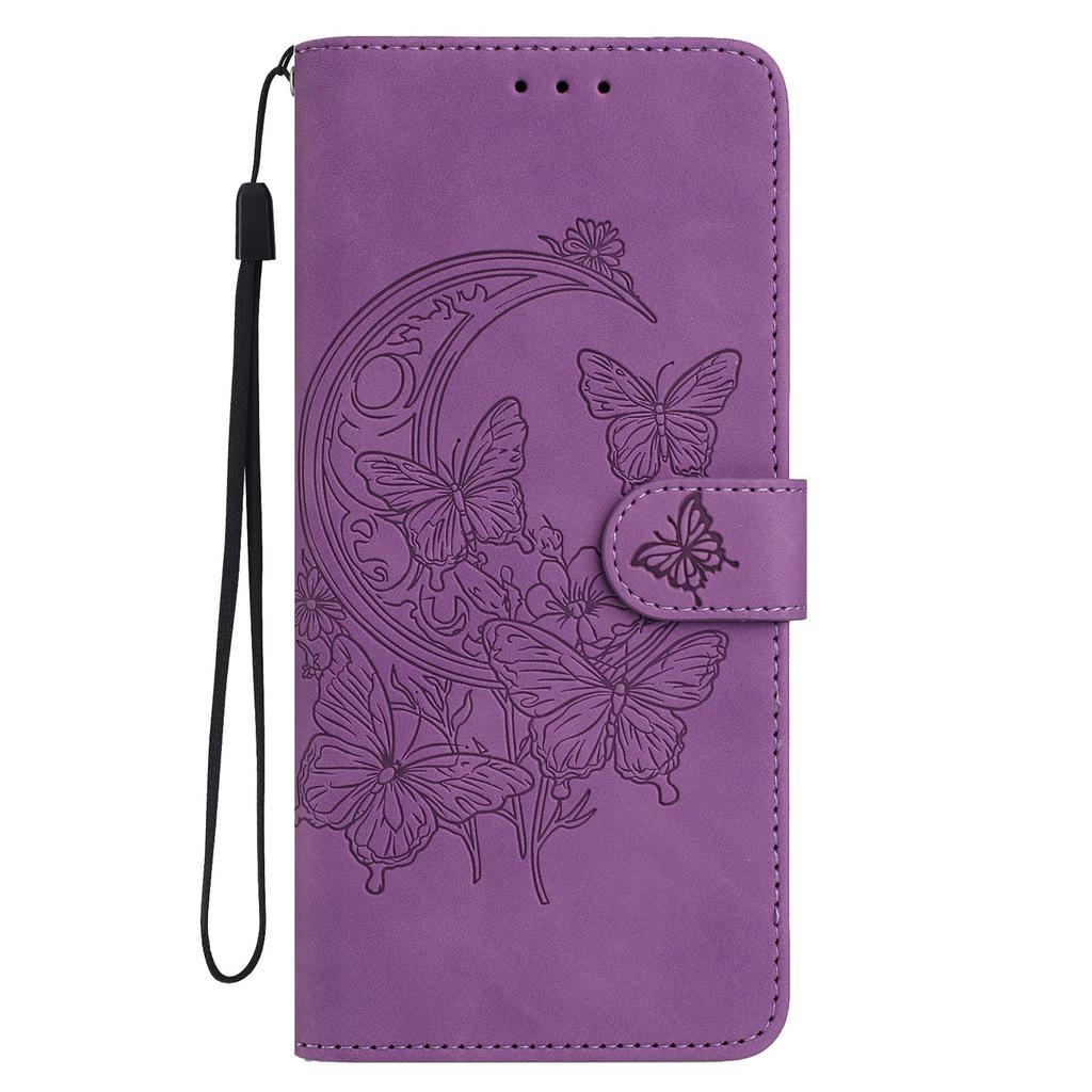 Für Samsung Galaxy S25 FE Hülle Schmetterling Blume Geprägt PU Leder Brieftasche Ständer Handyhülle