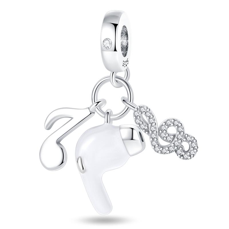Copper Music Series Guitar Violin Saxophone Earphone Pendant Charms Beads Fit 4Mm Hole Diameter Bracelet Jewelry