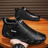 **Herren Leder Mid-Top Freizeit Slip-On Schuhe Wasserdicht Arbeit Bequem Vielseitige Sneaker**