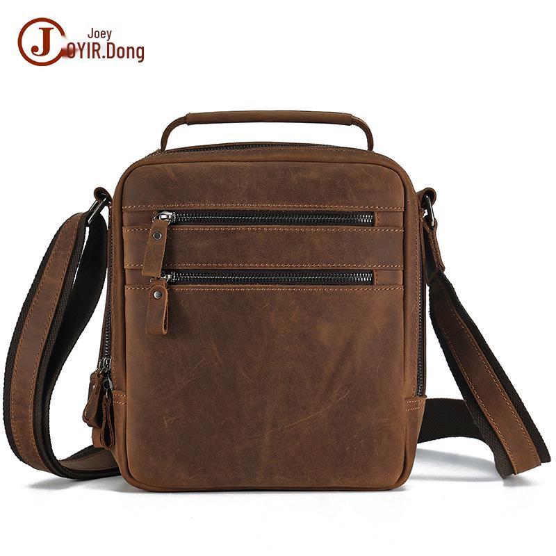 Genuine Leather Men's Large Capacity Vintage Crossbody Shoulder Bag