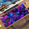Extra Large Deskmat Neon Graffiti Abstract Print Stitched Border Anti‑Slip Rubber Base Smooth Mat For Gaming Home Office Desktop