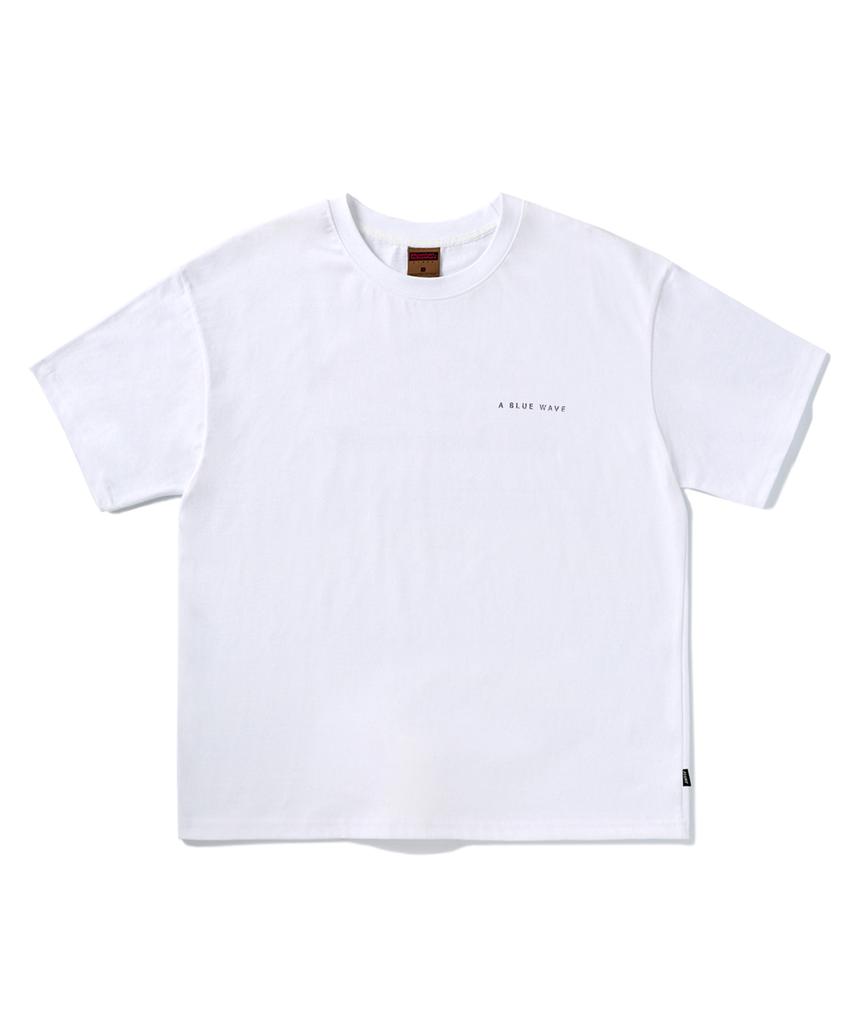 Peullukeu Blue Wave Pigment Short Sleeve T-Shirt White Fst733