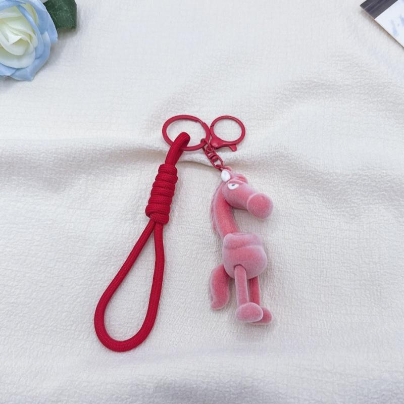 Cartoon Niedliches Beflocktes Pony Schlüsselanhänger Tierkreiszeichen Pferd Anhänger Schlüsselanhänger Rucksack Hängende Dekoration Jahresmaskottchen Geschenke