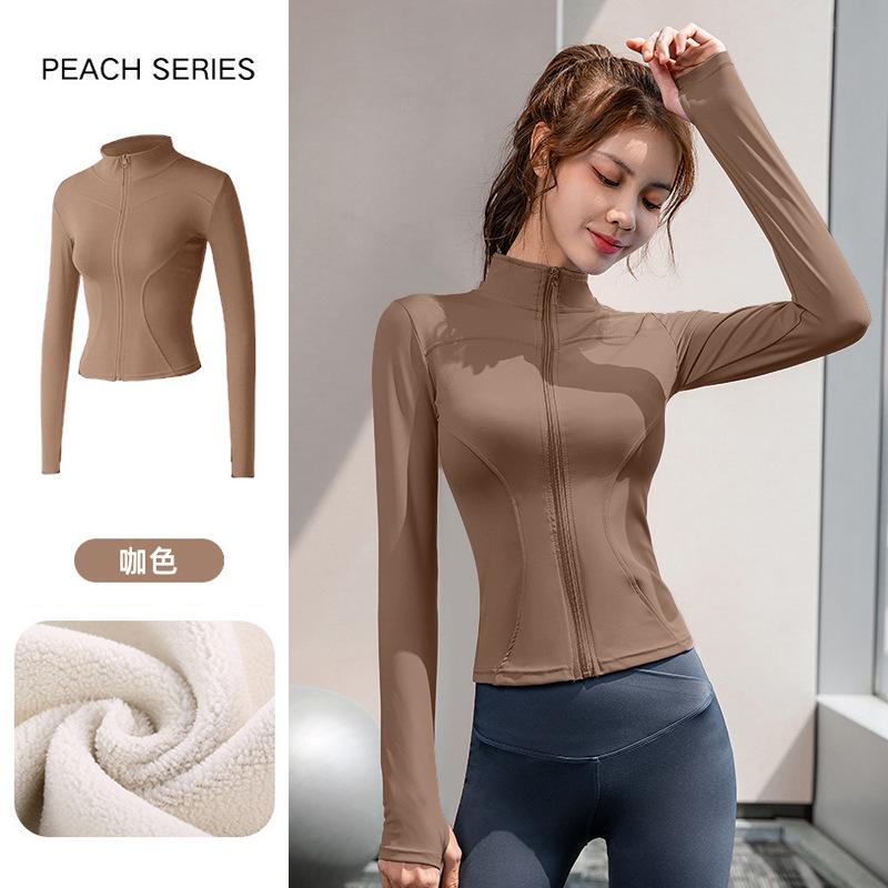 Pilates Yoga Shirt Fleece Jacket Women's Spring Top Skinny Long Sleeve Fitness Quick Dry Jacket Sports Riding