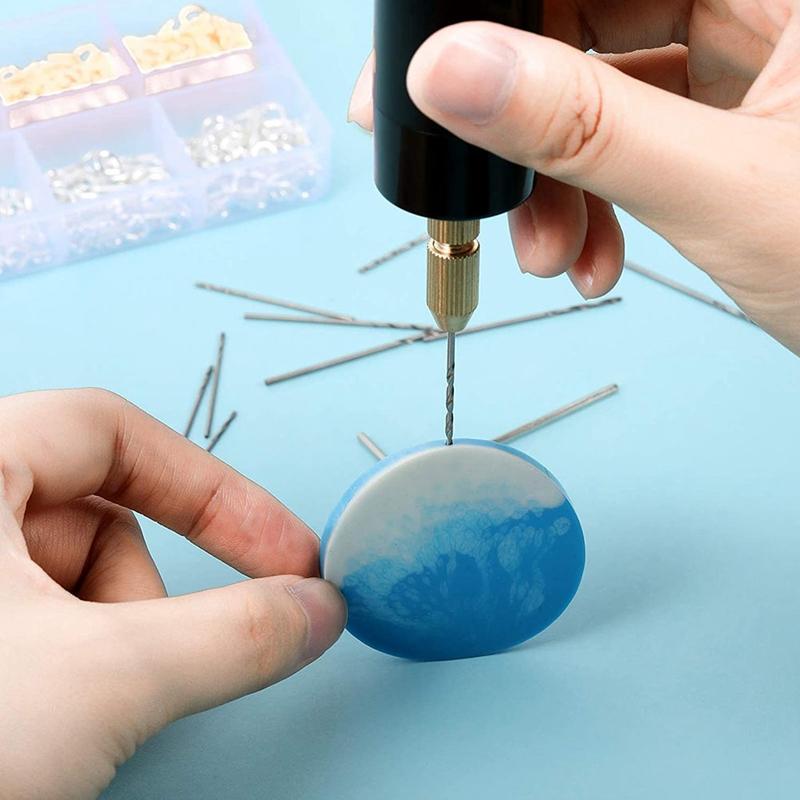 Electric Resin Drill Set,Including Eye Screws,Twist Drill Bits Tools,Electric Mini Drill For DIY Keychains Crafts Making
