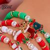 Seasonal Bracelet Christmas Bracelets for Women Handmade Clay Beads Stretch