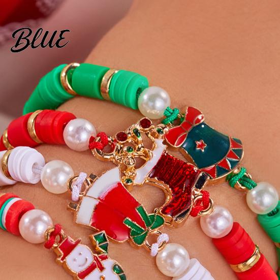 Seasonal Bracelet Christmas Bracelets for Women Handmade Clay Beads Stretch