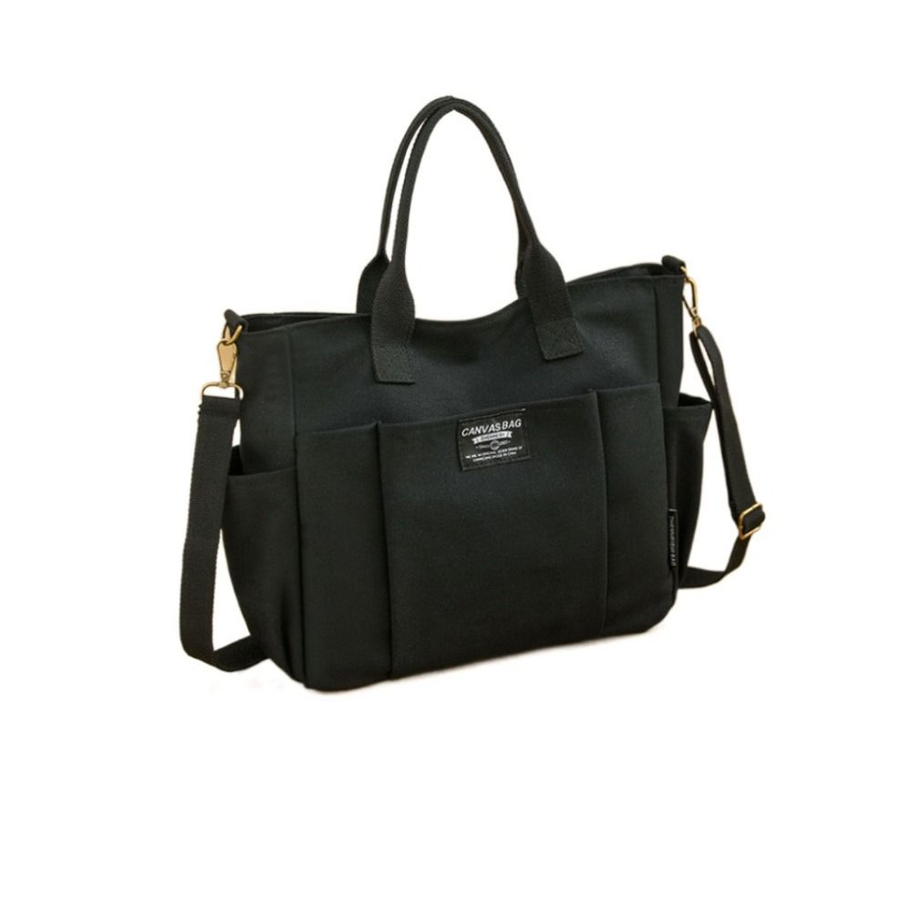 Portable Shopping Bag Casual Mommy Bag Solid Color Canvas Tote Bag  Outdoor