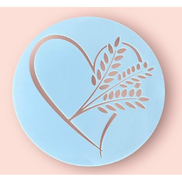 Heart and Wheat Design Sourdough Bread Stencil, Round Decorative Baking Template