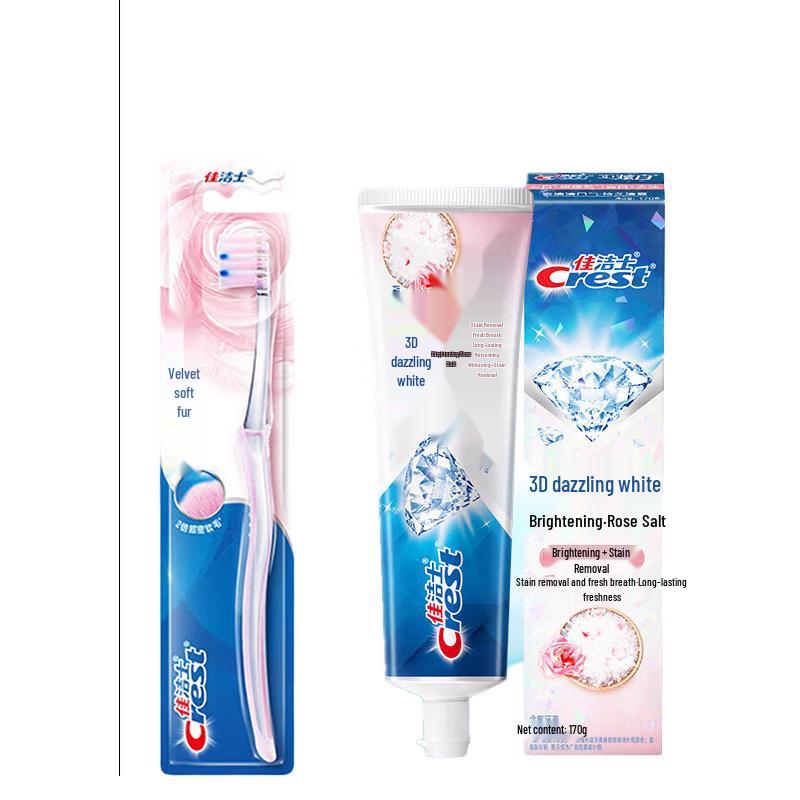 Crest Velvet Gum Care Toothbrush & 3D White Rose Salt Toothpaste Set