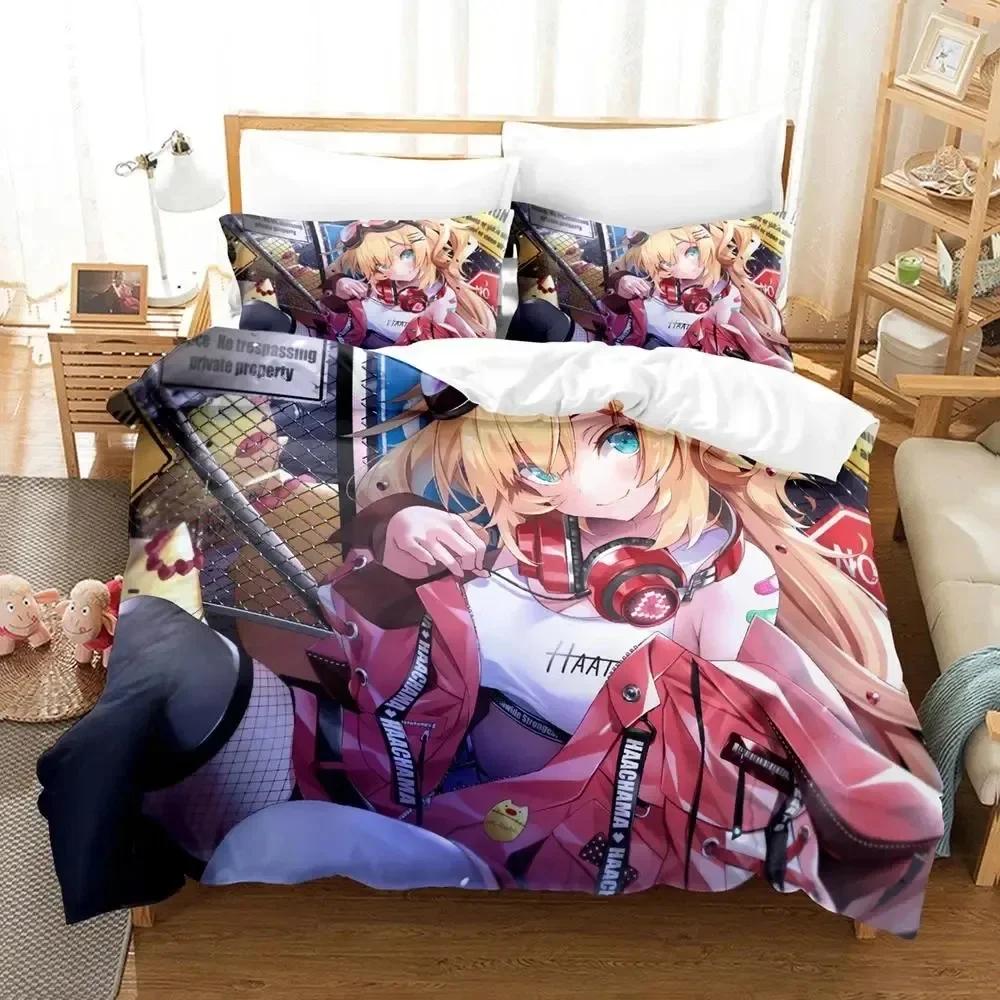 New 3D Print Anime Akai Haato Comfortable Duvet Quilt Cover Pillowcase Bedding Set Children Bedroom Decoration Home Textile