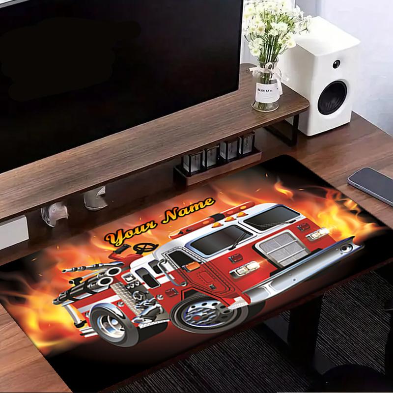 1PC Custom Name Fire Truck Artwork Mouse pad, keyboard and mouse desk pad, for computer notebook Birthday Gift For Any Room Or Office