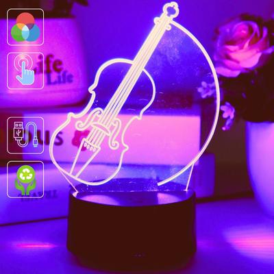 3D Nightlight Creative Violin Shaped USB Touchable Colorful Lamp Decorates Room Atmosphere As a Gift for Music Enthusiasts